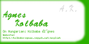 agnes kolbaba business card